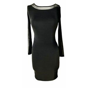 Bailey 44 Black knit sheer mesh combo fitted dress size small